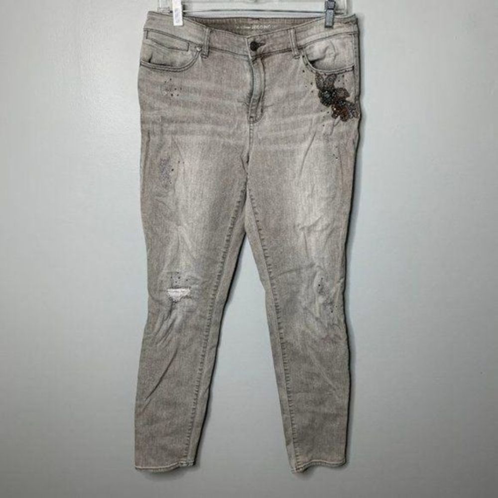 Chico's Gray Bling Distressed Jeggings‎